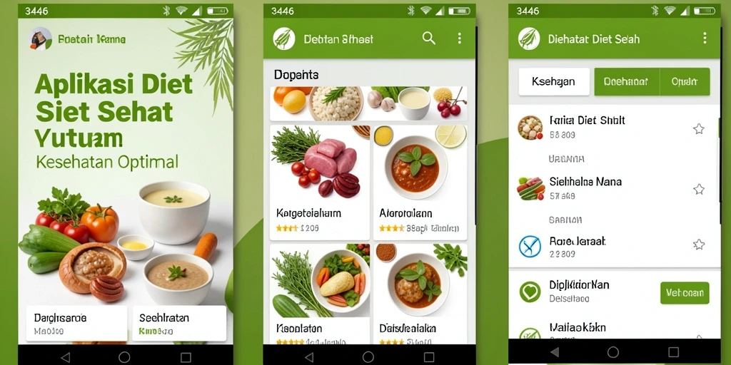 Tampilan antarmuka aplikasi Diet Sehat 3446 yang menarik dan intuitif.