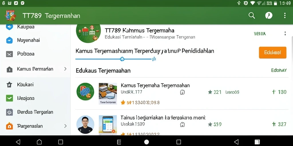 Tampilan antarmuka aplikasi Kamus Terjemahan TT789 yang ramah pengguna.