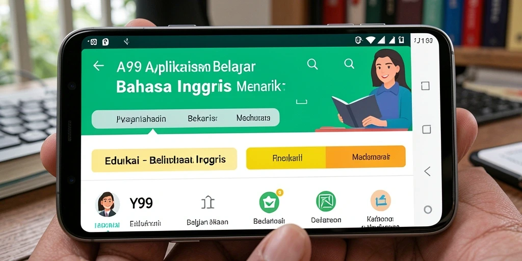 Tampilan antarmuka Y89 yang intuitif dalam belajar Bahasa Inggris.